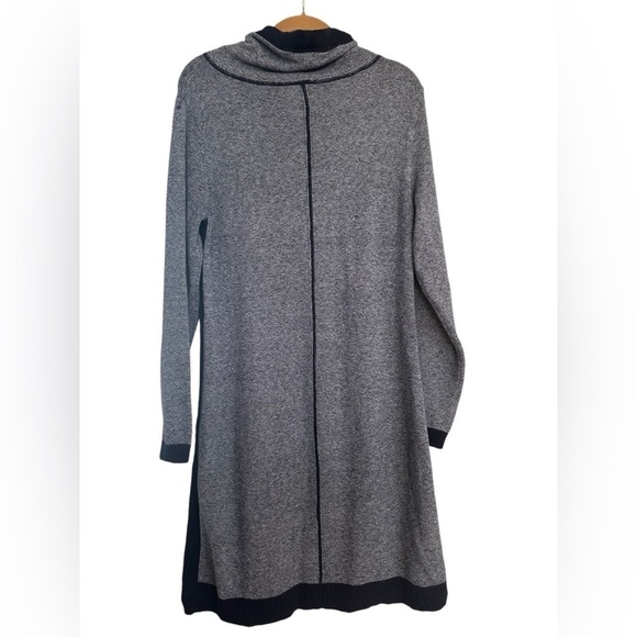 T by Talbots Marled Sweater Dress cowl neck blue gray Medlum - Picture 5 of 9